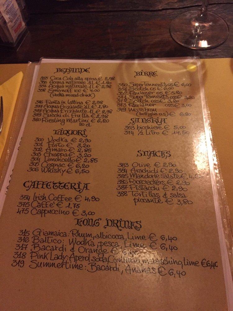 Speisekarte von Old Bear restaurant, ROM, Via dei Gigli d'Oro