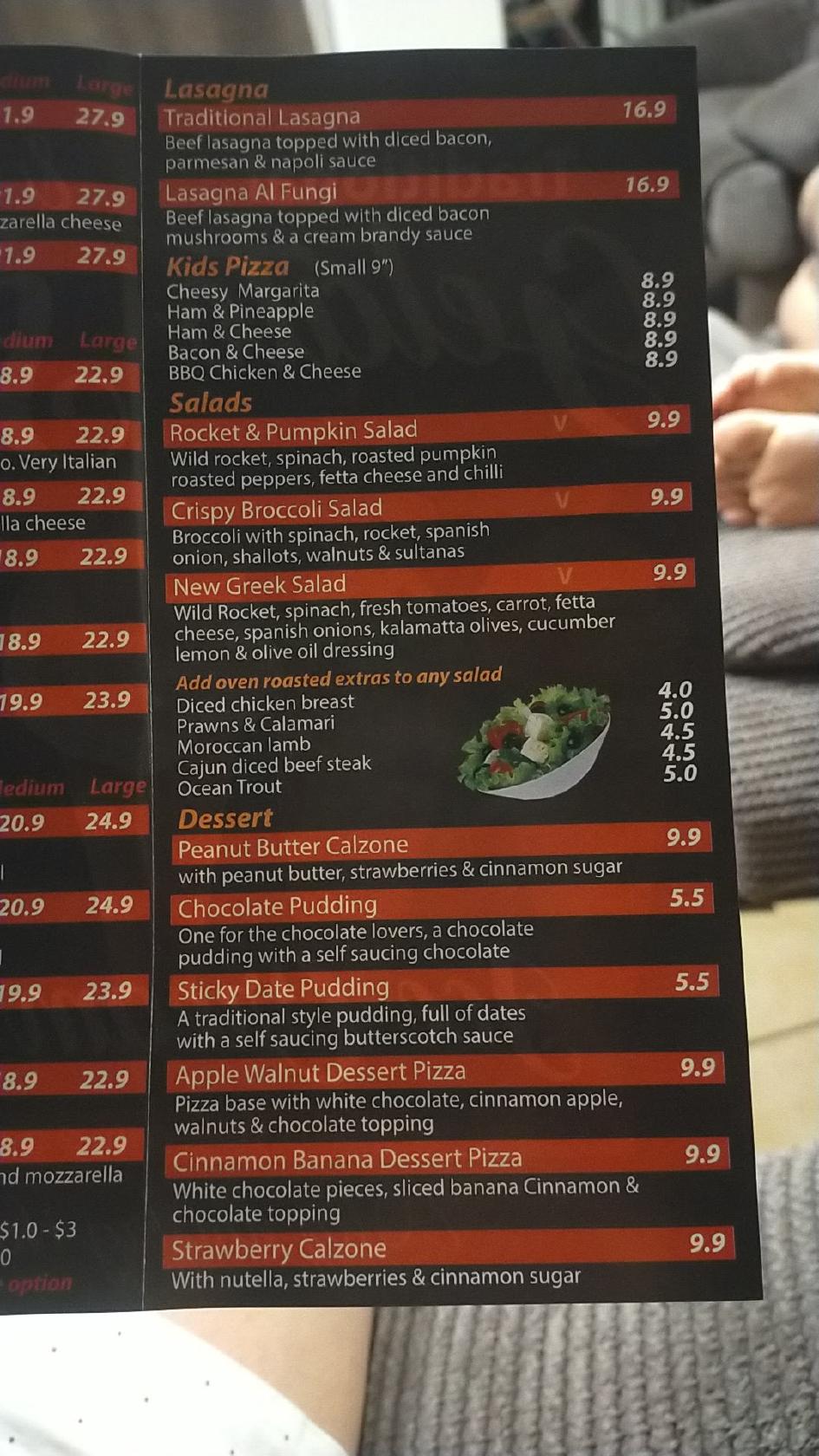 Carta del restaurante Three Kings Pizza Flagstone, Jimboomba