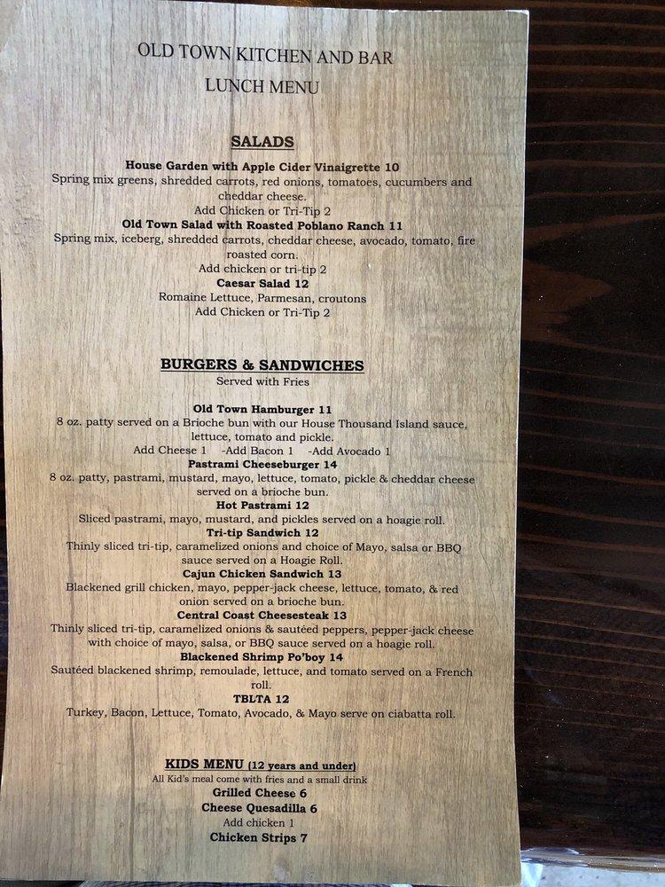 Menu at Old Town Kitchen & Bar, Lompoc