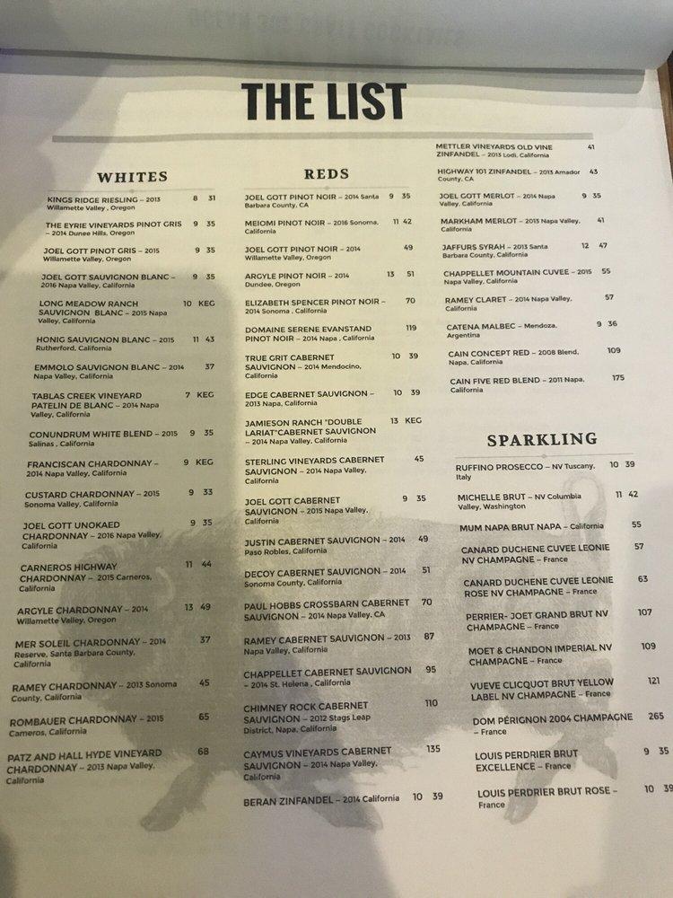 Menu at Ocean 302 steakhouse, Melbourne Beach