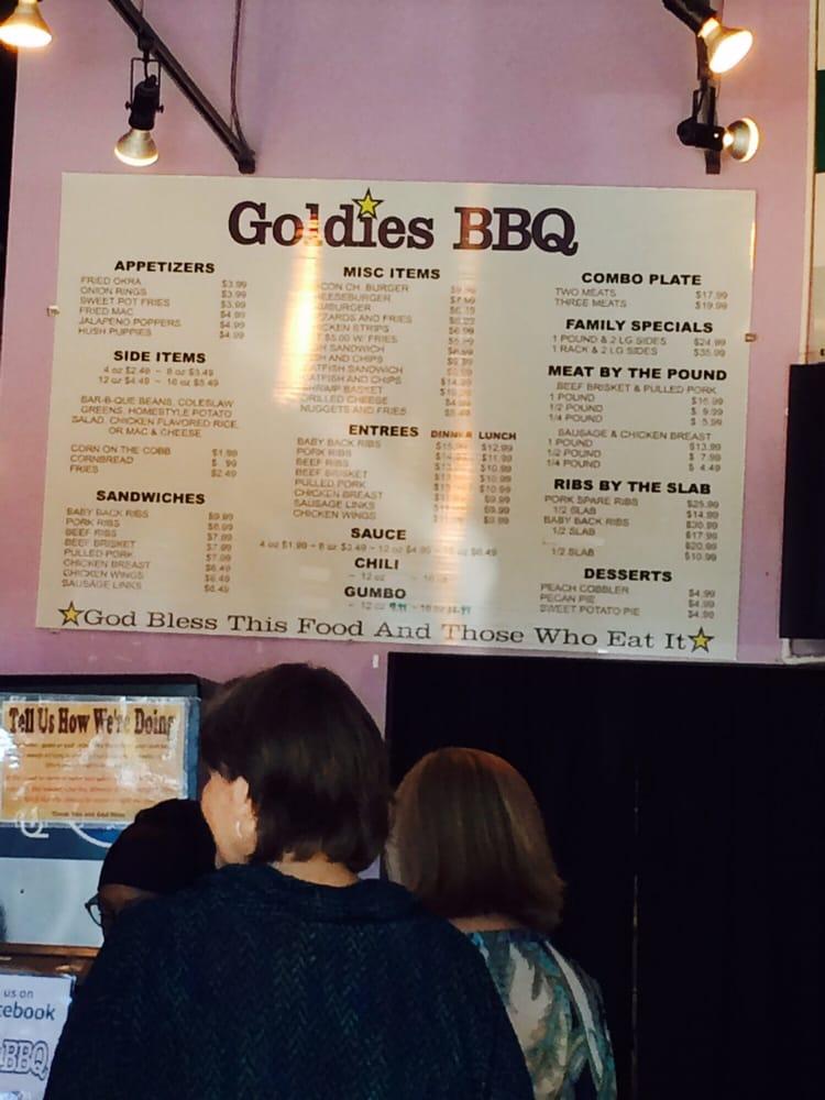 Menu at Goldie's Texas Style BBQ, Vancouver