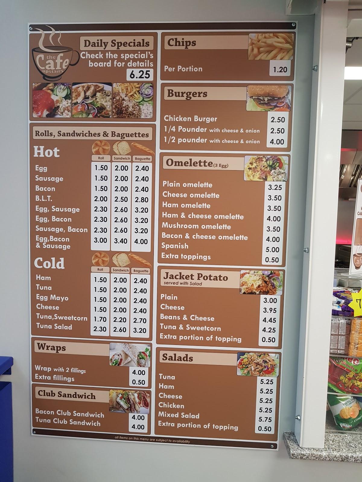 Menu at The Cafe Upstairs (Selco Thurrock), Grays