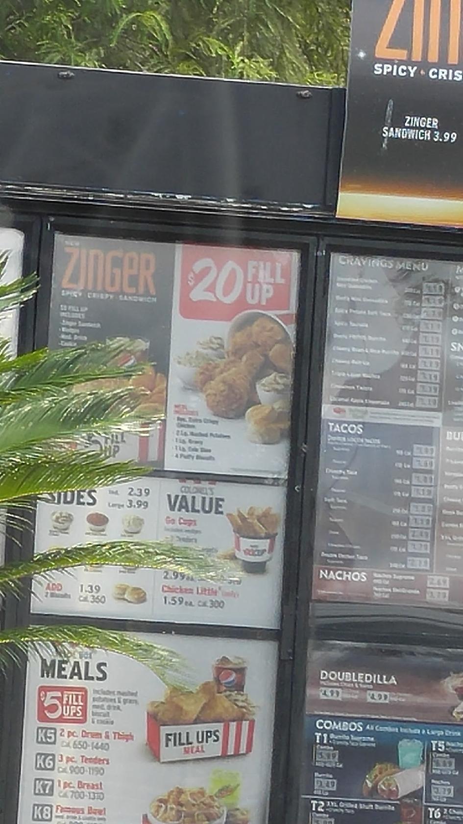 Menu at KFC fast food, Baton Rouge, 122 Lobdell Ave