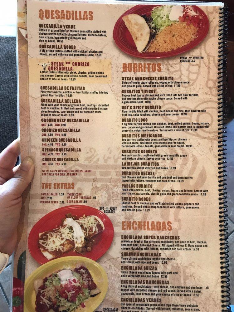 Menu at El Rodeo Mexican Restaurant, Zionsville, Whitestown Pkwy