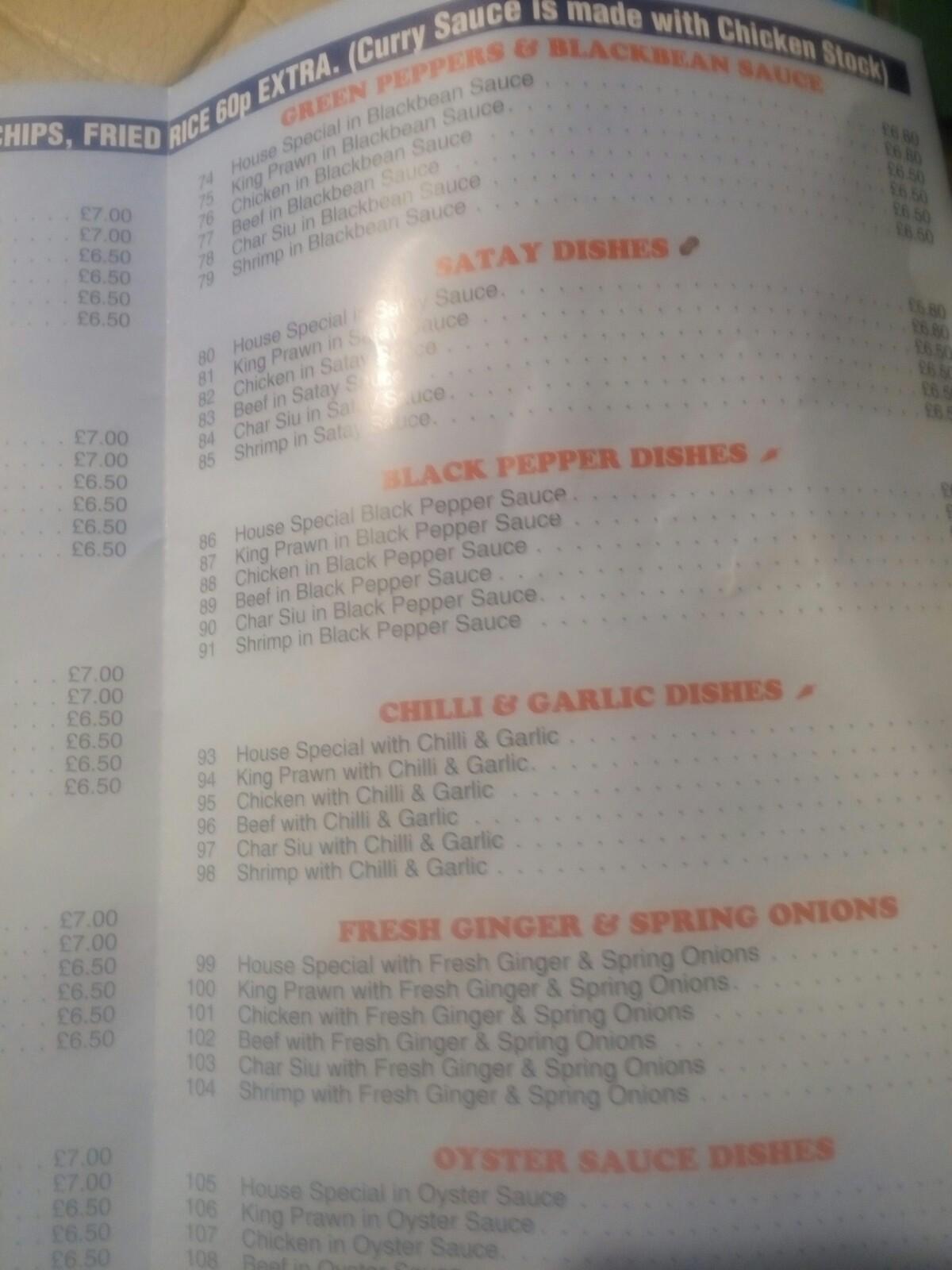 Menu at Dolphin Supper Bar, Runcorn