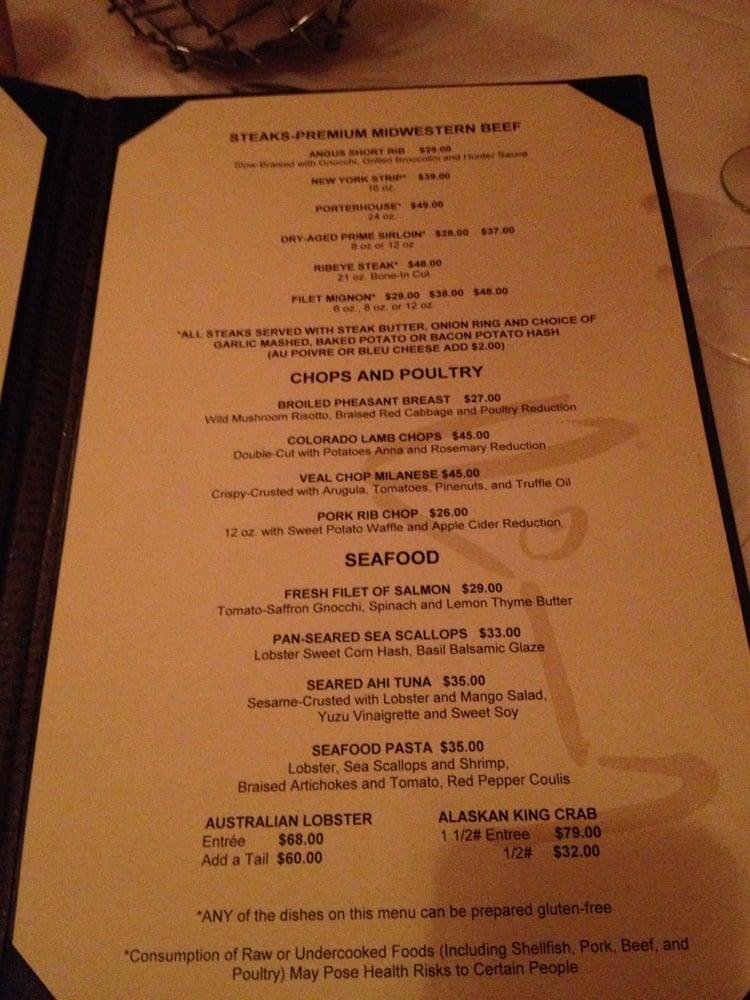 Menu at Eddie Martini's steakhouse, Wauwatosa