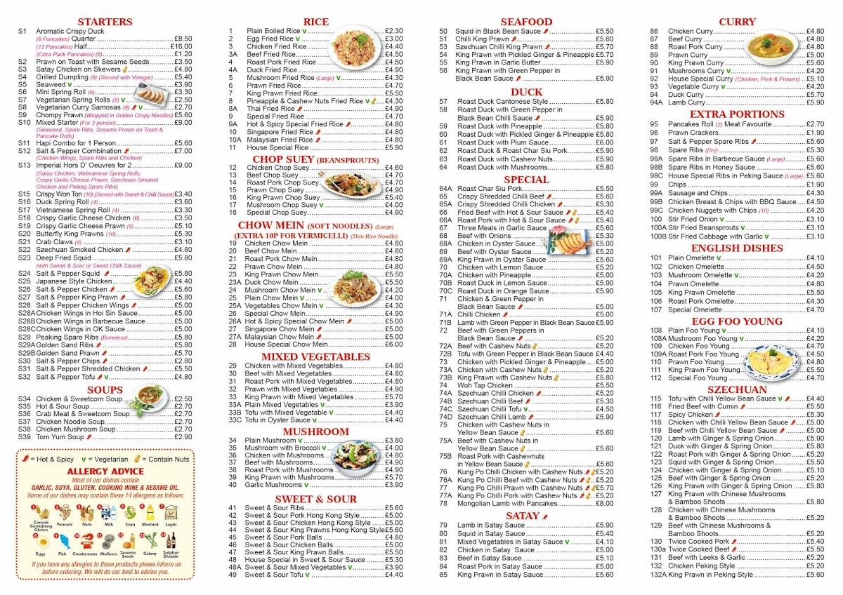 Menu at Fortune Garden fast food, Ely