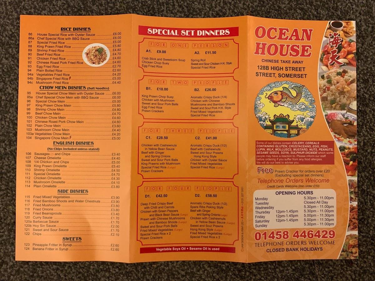 Menu at Ocean House fast food, Street