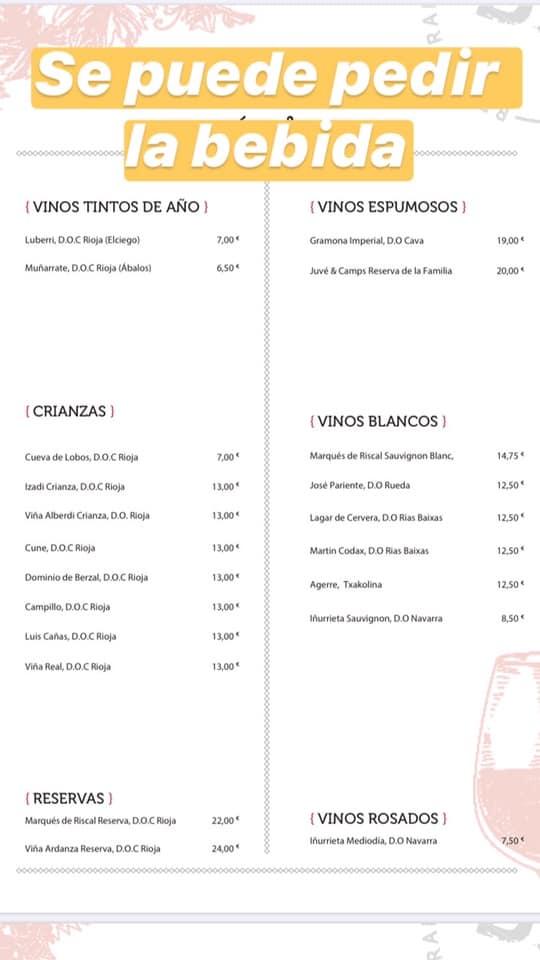 Carta Del Restaurante La Bodeguilla Lanciego Vitoria Gasteiz