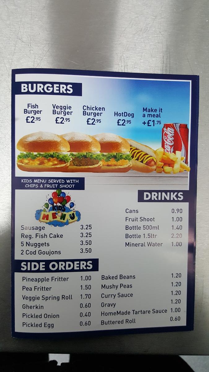 Menu at Fish&ChipsThe Marlin Chessington restaurant, Chessington