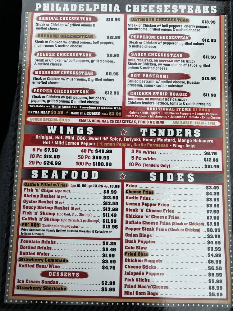 Menu at Go Philly Cheesesteaks & WingsLakewood restaurant, Lakewood