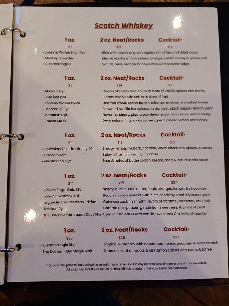 Menu at The Whiskey Barrel, Port Jefferson