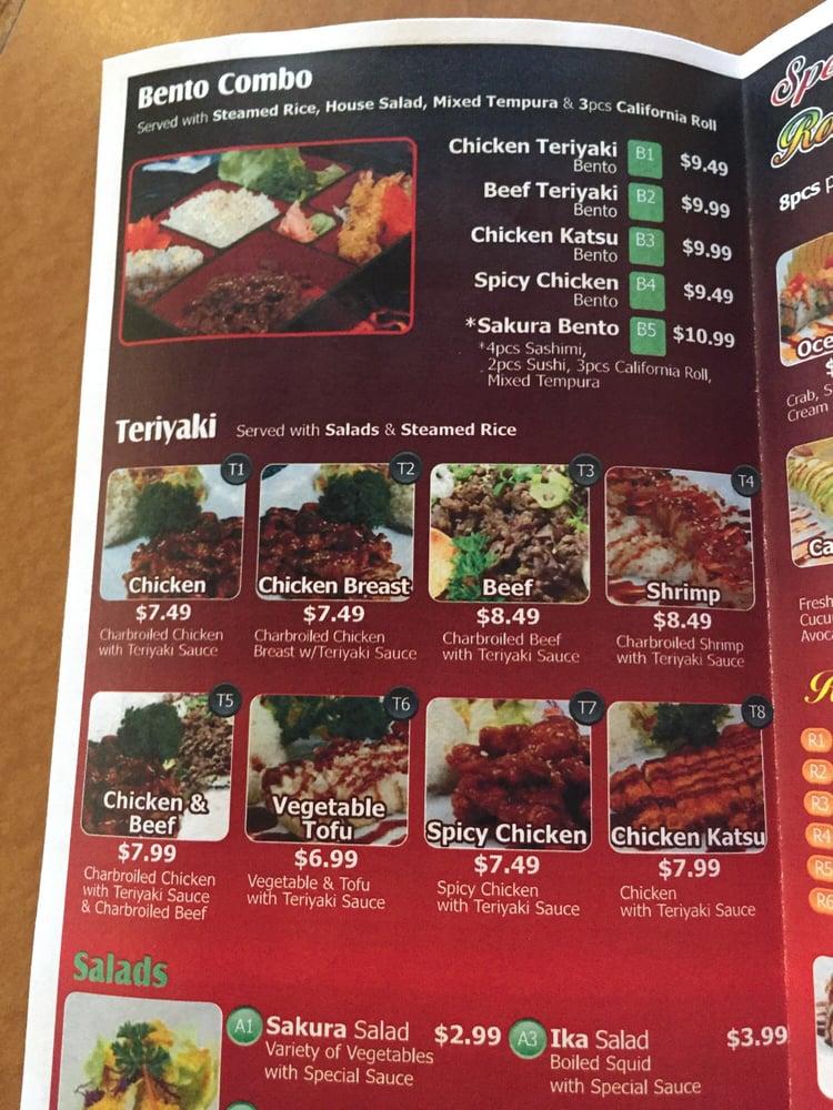 Menu at Sakura Sushi Bowl restaurant, Rosemont, Mannheim Rd