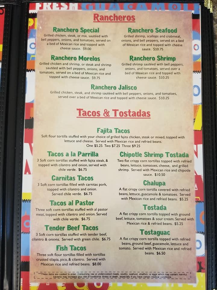 Menu at El Mexico Lindo Restaurante, Harrison