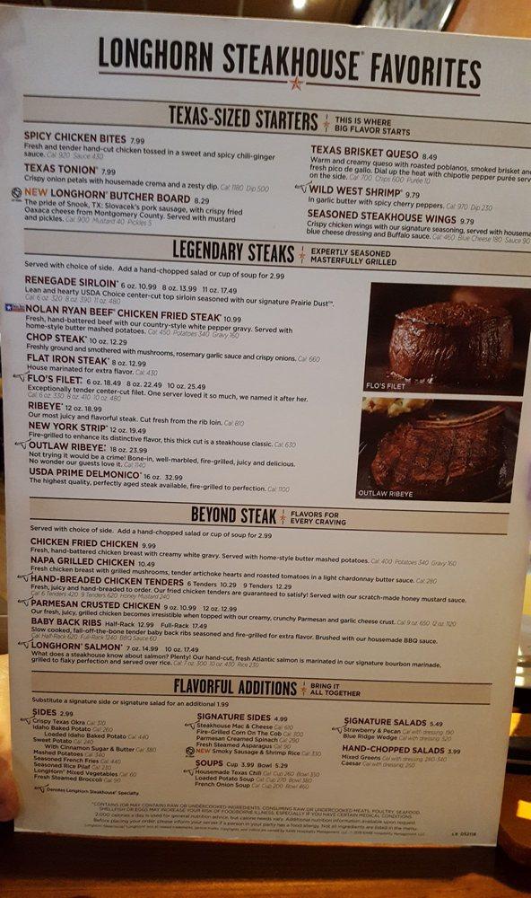 Menu at LongHorn Steakhouse, Waco