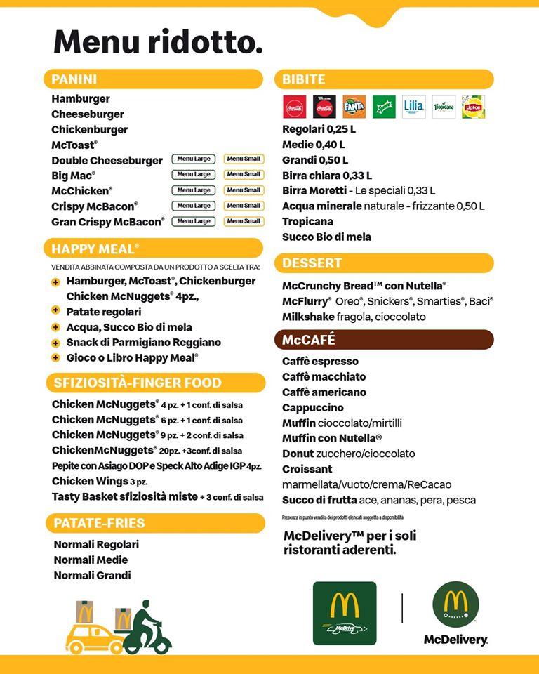 Menu di McDonald's Erba 