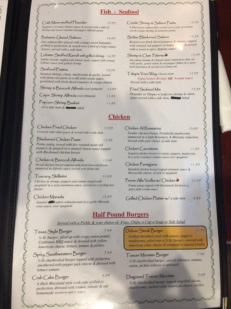 Carta del restaurante The Tuscan Italian Grill, Altavista, Dearing Ford Rd