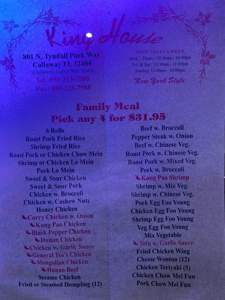 Menu at King House restaurant, Panama City