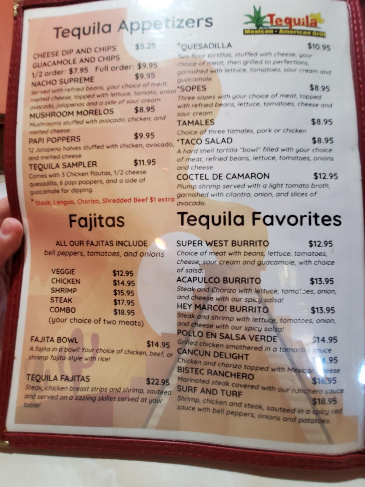 Menu at El Tequila Mexican Grill restaurant, Sturtevant