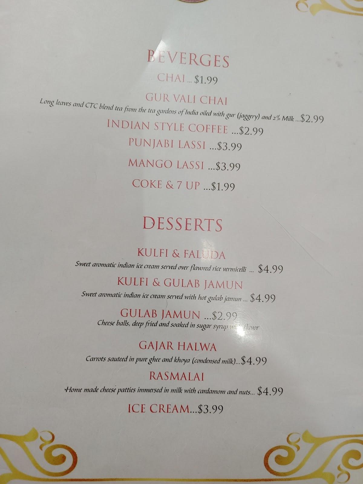 Menu at Maharaja Catering Ltd restaurant, Surrey