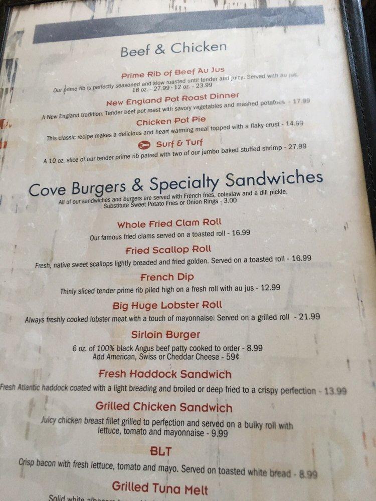 Menu at Lobster Cove restaurant, York, 756 York St
