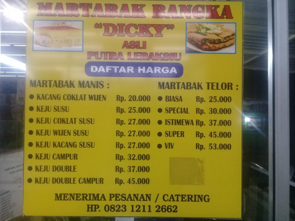 Menu At Martabak Bangka Dicky Restaurant Bekasi Regency Qxrx W2g