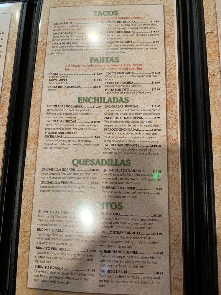 Menu at Chihuahua's Mexican Grill restaurant, Newport News
