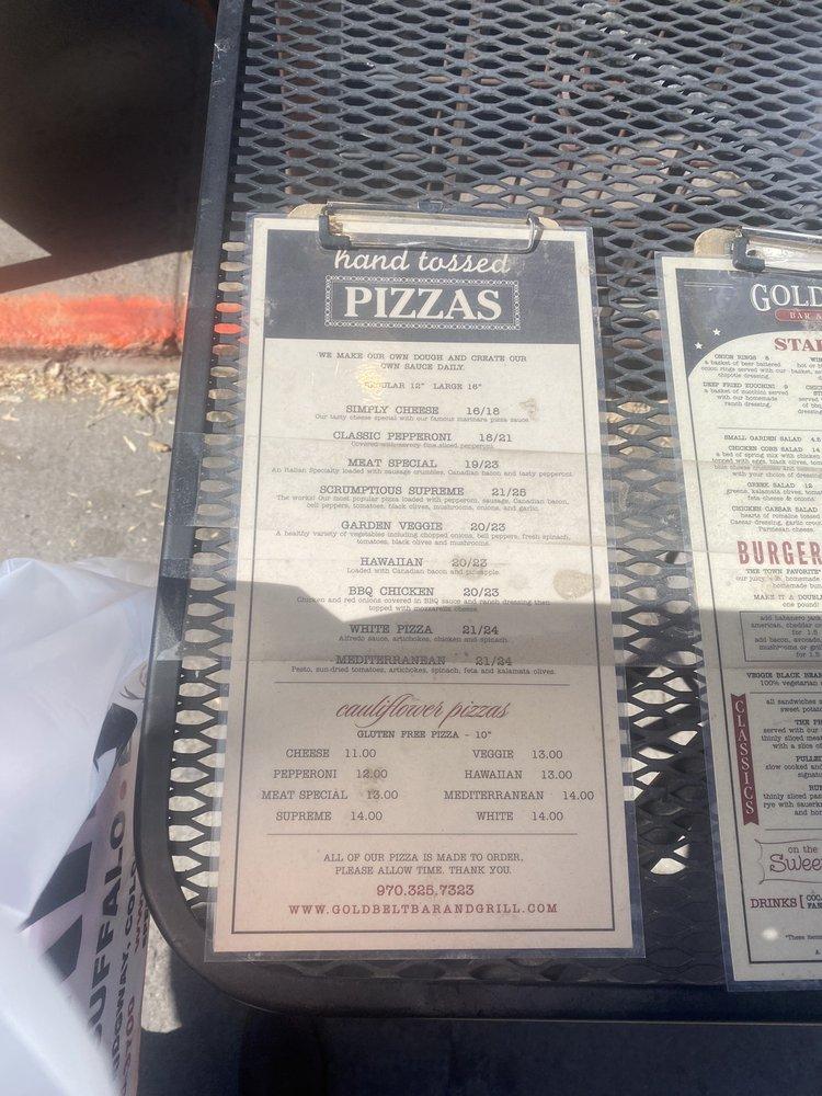 Carta de Gold Belt Bar & Grill, Ouray