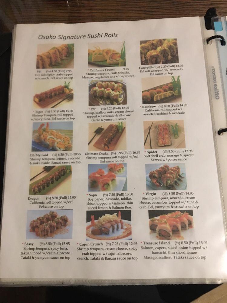 Menu at osaka japanese bistro restaurant las vegas w sahara ave
