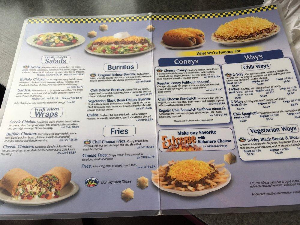 Menu at Skyline Chili fast food, Crescent Springs, 550 Buttermilk Pike
