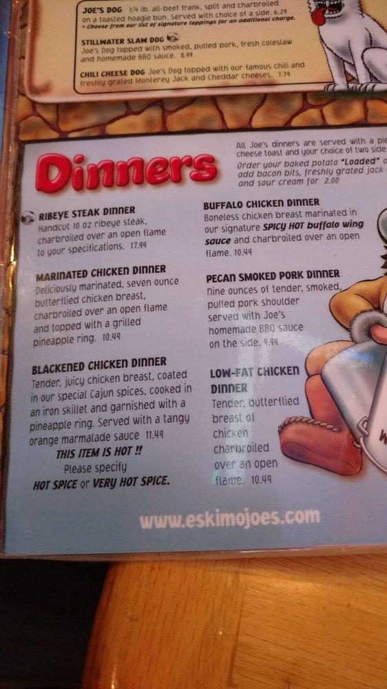 Menu at Eskimo Joe's pub & bar, Stillwater, 501 W Elm Ave