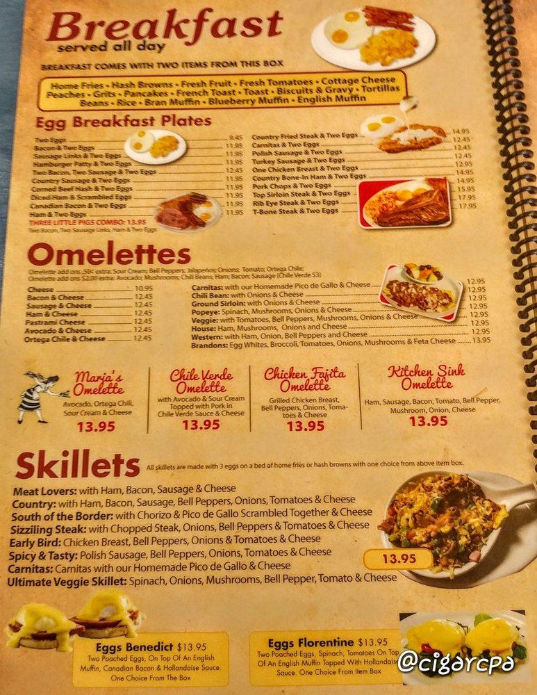 Menu at Brandon's Diner restaurant, Ontario, S Vineyard Ave ste a