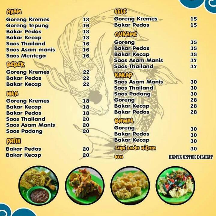 Menu at D'Warung Koi 99 restaurant, Banjarmasin