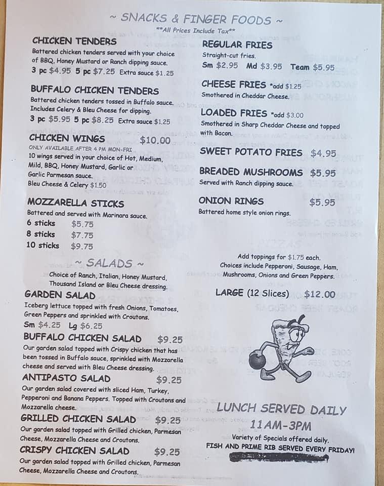 Menu at Caz Sports Bowl pub & bar, Cazenovia