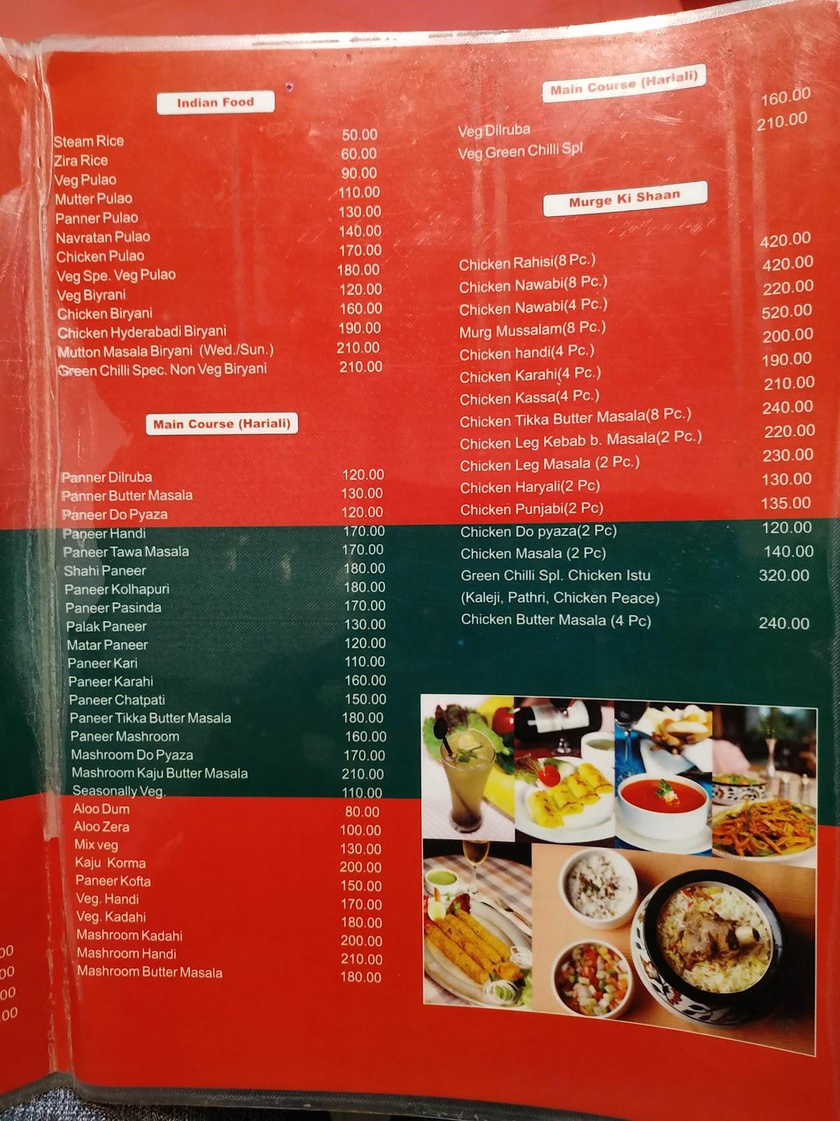 Menu at Green Chilli Restaurant, Bihar Sharif