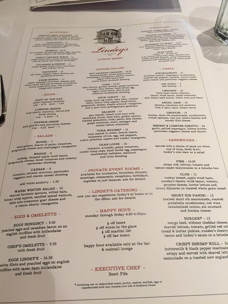 Menu at Lindey's pub & bar, Columbus, 169 E Beck St