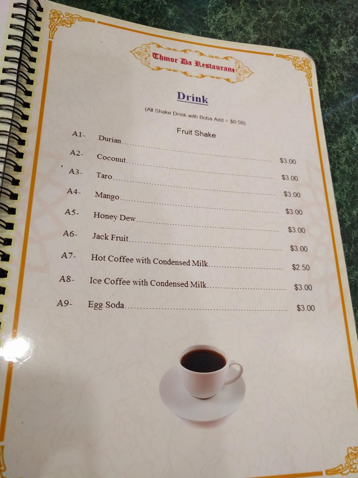 Menu at THMOR DA Restaurant, Revere