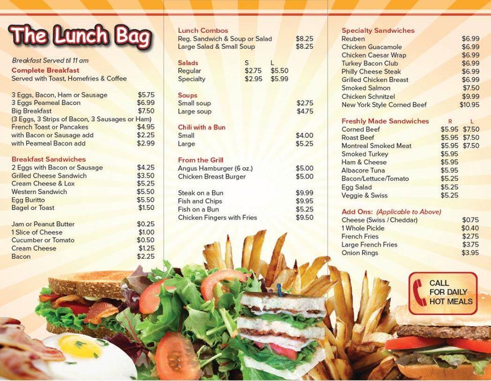 Menu at The Lunch Bag Deli Cafe, Mississauga