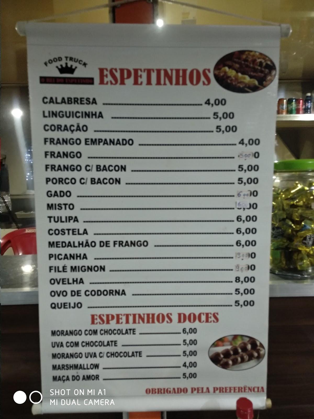 Menu Em Rei Do Espetinho Food Truck Restaurante Frederico Westphalen