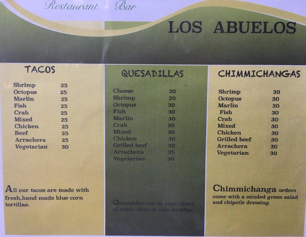 yelapa yacht club menu