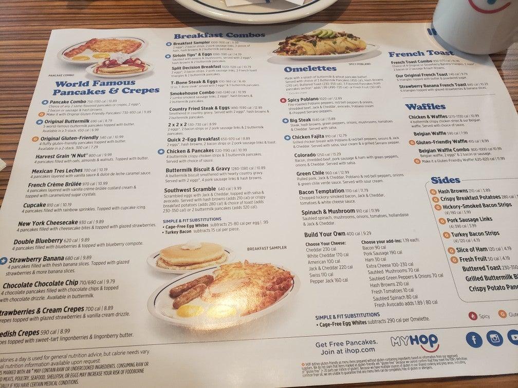 Menu at IHOP restaurant, East Windsor