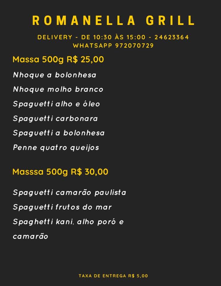 Romanella Grill Ilha cardápio
