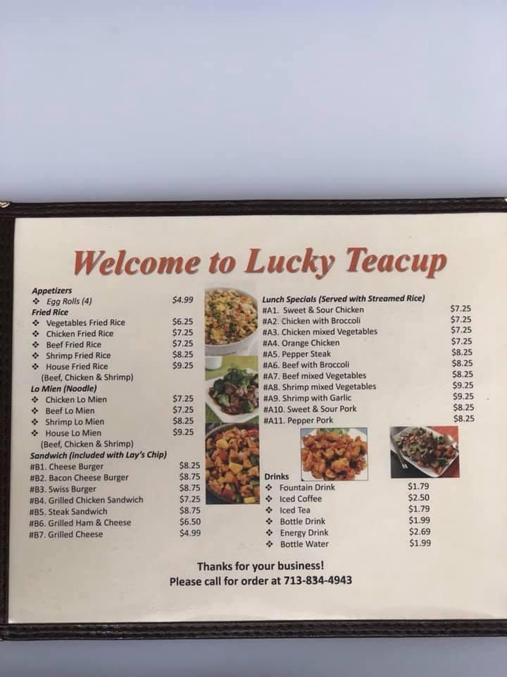Menu at The Lucky Tea Cup restaurant, Nixon