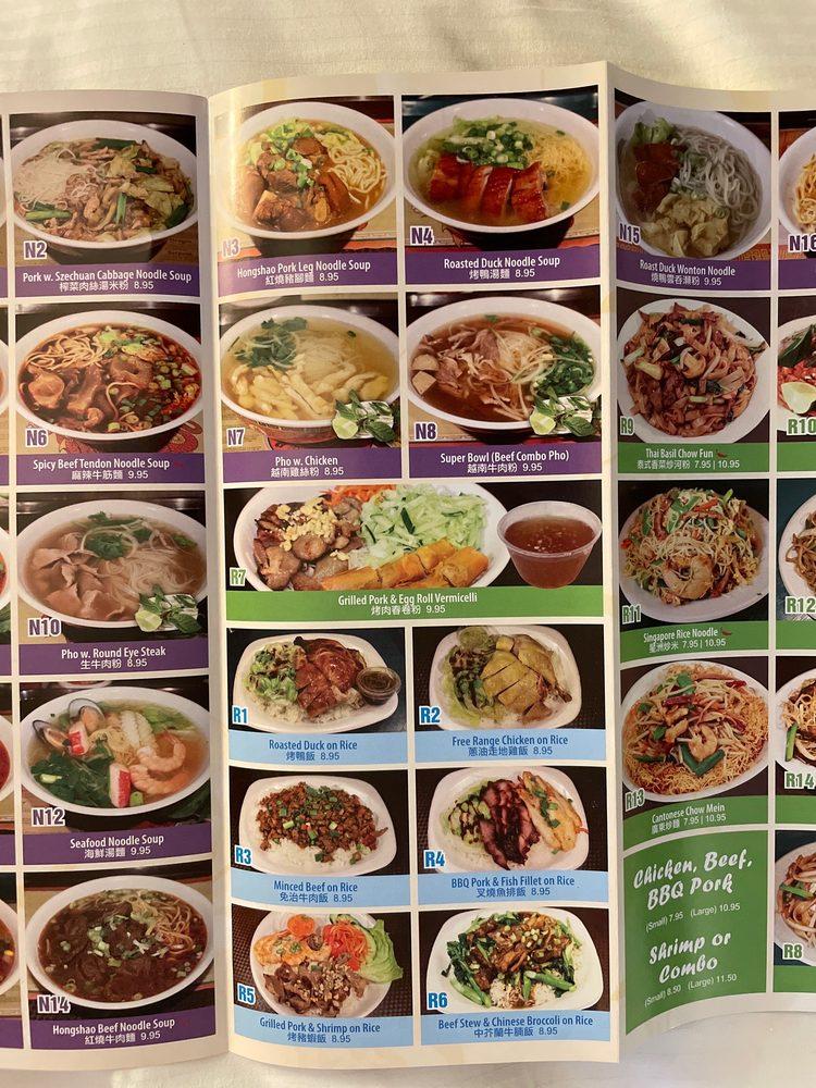 Menu at Zen's Noodles restaurant, Naperville