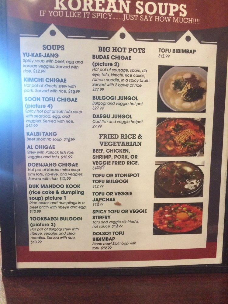 Menu at Emonae Korean BBQ, Grand Rapids