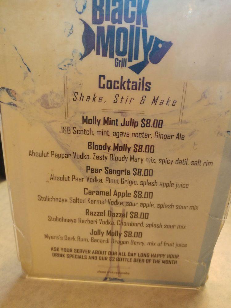 Menu at Black Molly Grill restaurant, St. Augustine