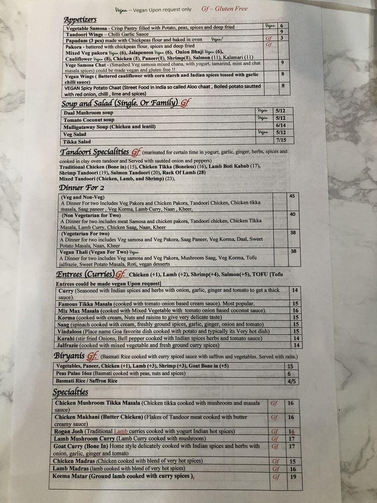 Menu at Curry Kitchen Indian Restaurant and Bar An Indian Eatery, Lakewood