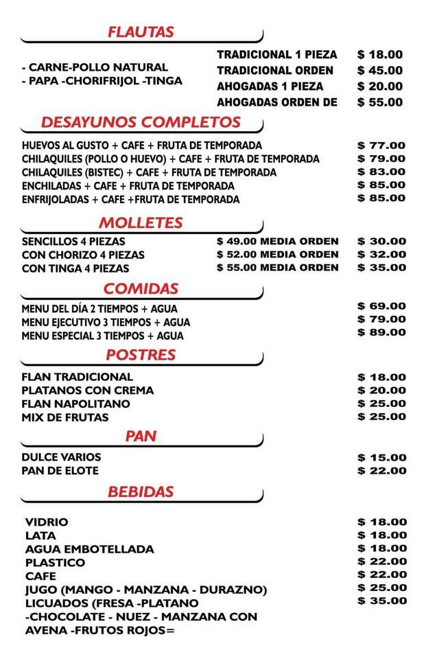 Menu at Tacos de canasta Yoya restaurant, San Mateo Atenco