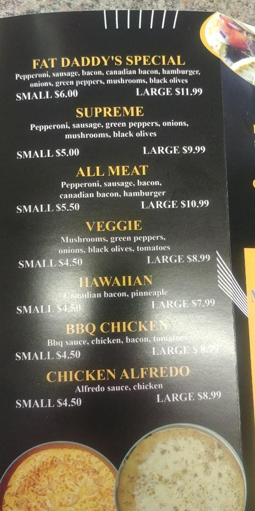 Menu at Fat Daddy’s Pizza and Tacos pizzeria, Yukon, 205 S Czech Hall Rd
