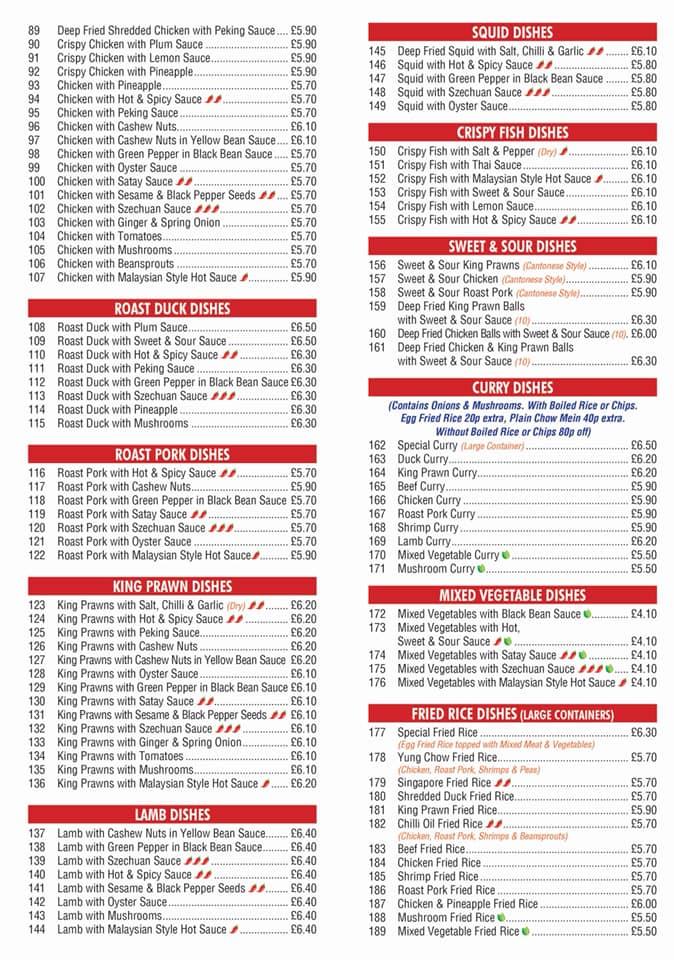 Menu at Goldthorn Chinese takeaway fast food, Birmingham, 76 Hawthorn Rd